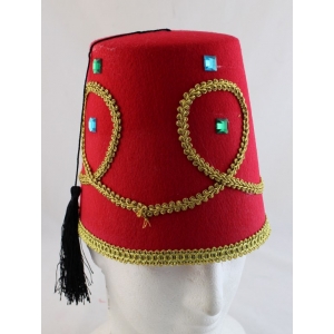 Fez Hat With Gold Braid