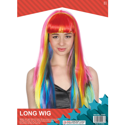 Long Straight Wig with Fringe Rainbow