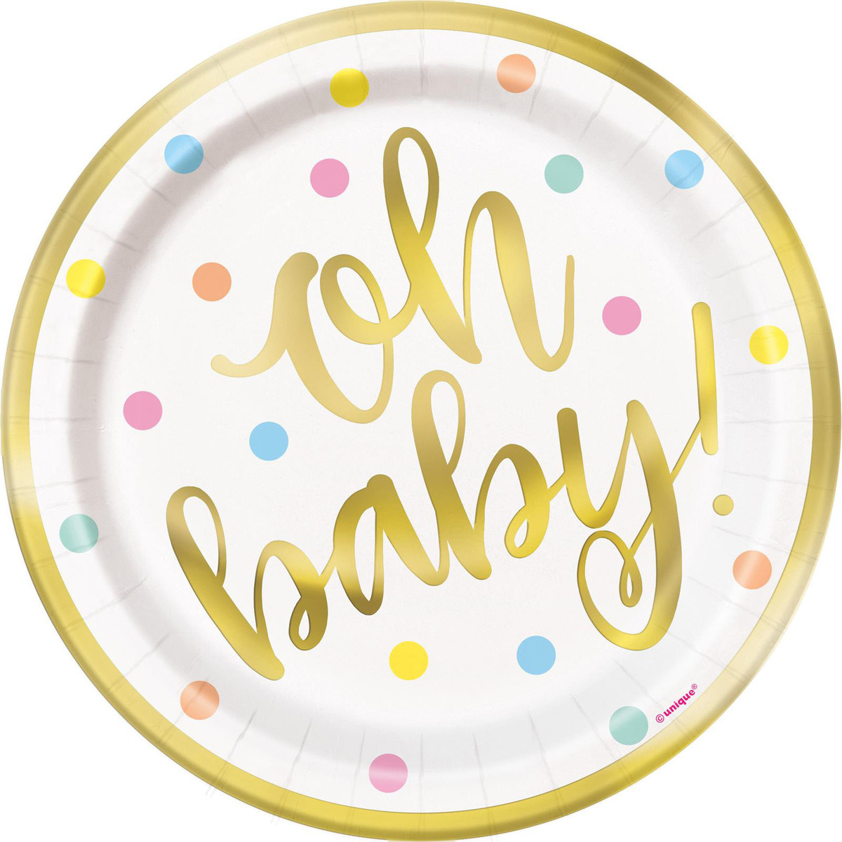 Oh Baby 8 x 18cm Foil Stamped Paper Plates