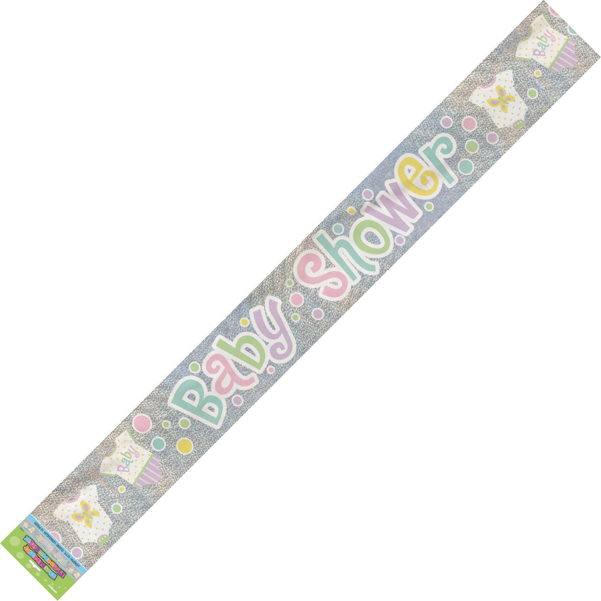 Polka Dots Baby Shower Prismatic Foil Banner 2.74m