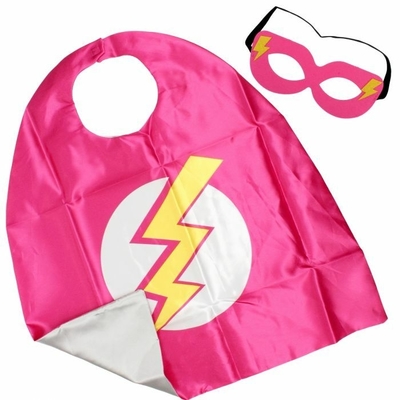 Superhero Mask and Cape Set Hot Pink