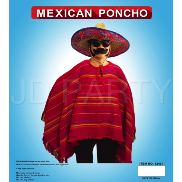 mexican poncho red thin rainb