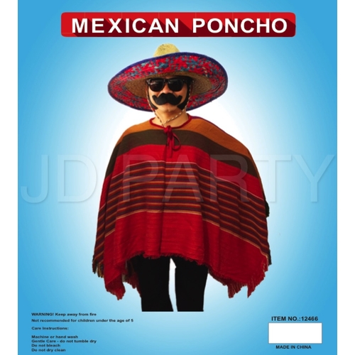 mexican poncho red yellow