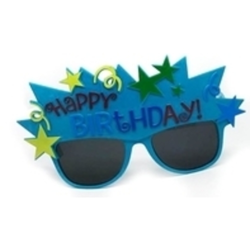 party glasses happy birthday blue