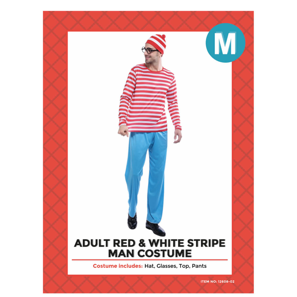 red white stripe man costume1