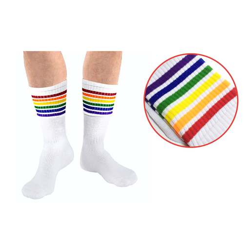socks white with rainbow stri