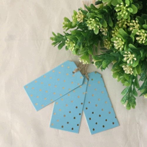 12pk Blue Dotty Gift Tags in Gold Foiled