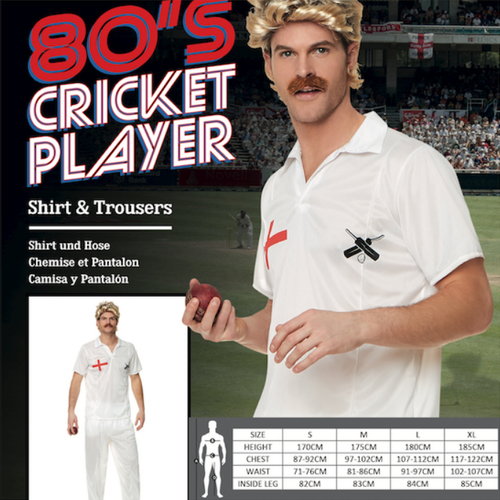 80 s cricket player costume