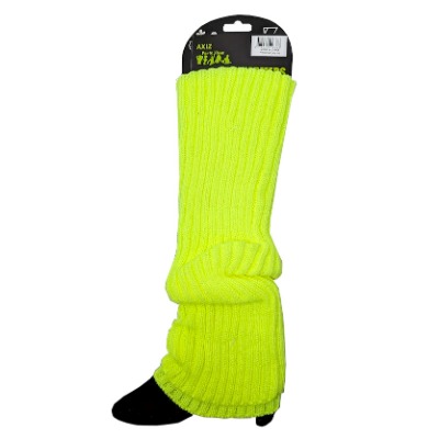 Leg Warmers Chunky Knit Neon Yellow 1