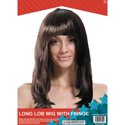 Long Lob Wig with Fringe Brown