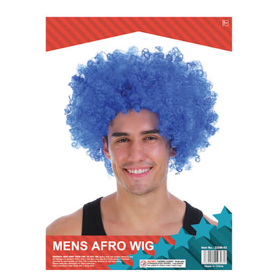 Mens Afro Wig Blue 1