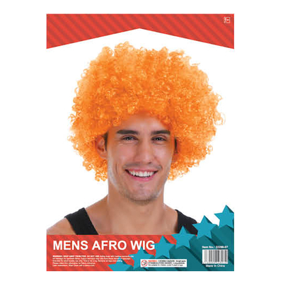 Mens Afro Wig Orange 1
