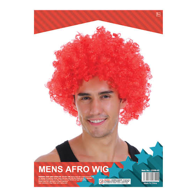 Mens Afro Wig Red 1