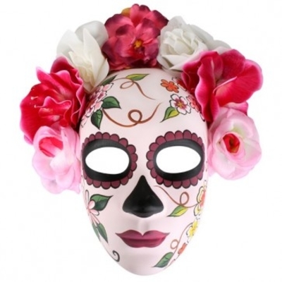 Sugar Skull Pale Pink Face Mask