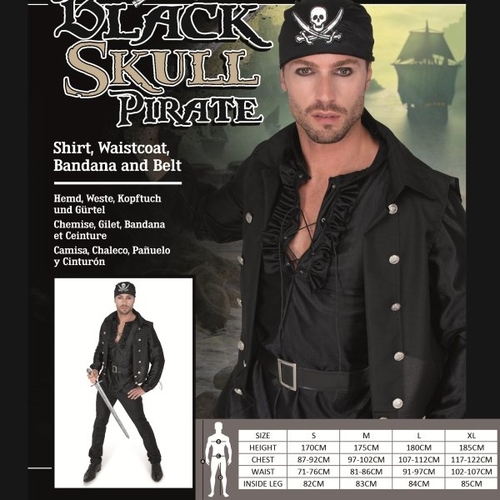black skull pirate costume