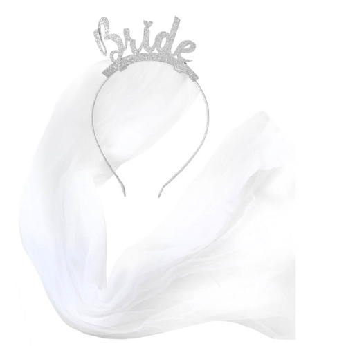 bride headband with veil2
