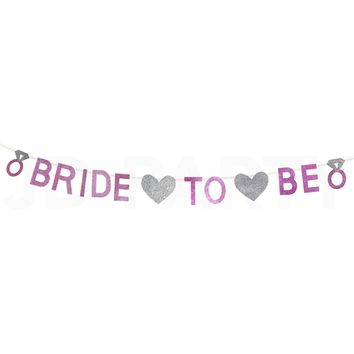 bride to be bunting pink glit