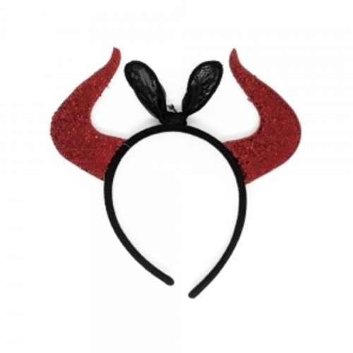 devil horns with lace bow head