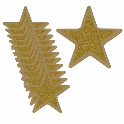 12pk Gold Glitter Star Cutout