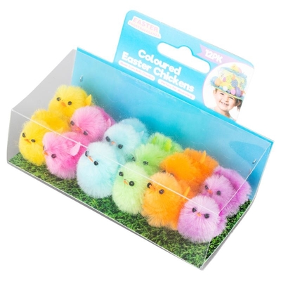 12pk Small Easter Chicken Assorted Colours 3cm