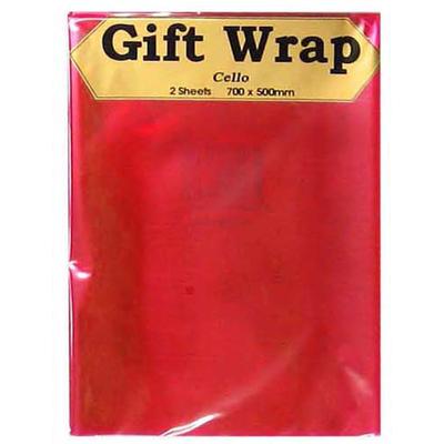 2 Sheet Red Cello Gift Wrap