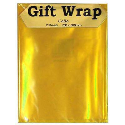 2 Sheet Yellow Cello Gift Wrap