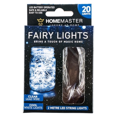20 Fairy Lights Clear Cool White Battery Operated