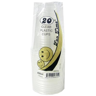 20pk Clear Plastic Cups 450ml 16oz