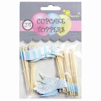 24pk Baby Blue Cupcake Toppers