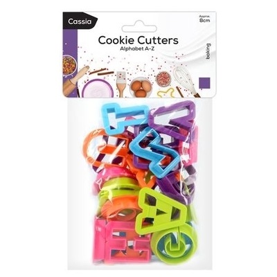 26pce Bright Colour Cookie Cutters A Z