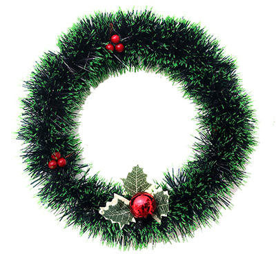 2A Green Tinsel Wreath 33cm 1