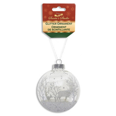 3D Glitter Hanging Snow Ball Reindeer