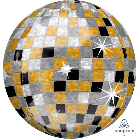 40cm Gold Silver Black Disco Ball Orbz Balloon