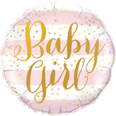 45cm Baby Girl Pink Stripes Foil Balloon