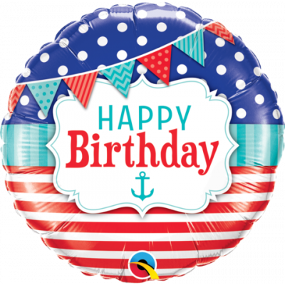 45cm Birthday Nautical Pennants Foil Balloon