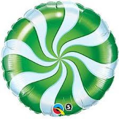 45cm Candy Swirl Green Foil Balloon