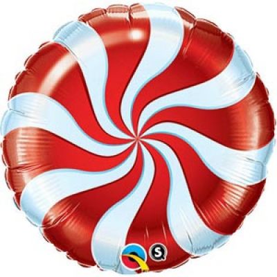 45cm Candy Swirl Red Foil Balloon