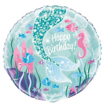 45cm Happy Birthday Mermaid Foil Balloon