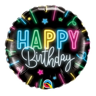 45cm Happy Birthday Neon Glow Foil Balloon