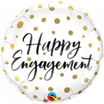 45cm Happy Engagement Gold Dots Foil Balloon