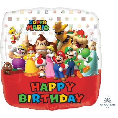 45cm Super Mario Brothers Happy Birthday Foil Balloon