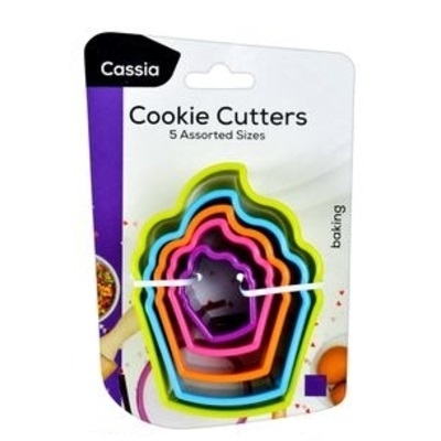 5pce Bright Colour Cookie Cutters Cupcake Shape