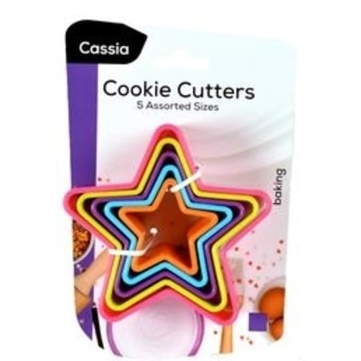 5pce Bright Colour Cookie Cutters Star Shape