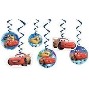 6pk Cars Hanging Swirl Decorations