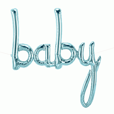 79cm x 86cm Pastel Blue Baby Script Foil Balloon