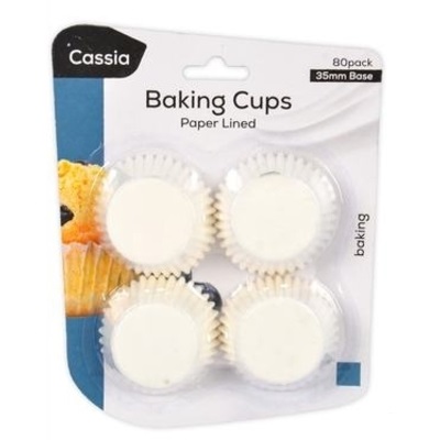 80pk Paper Lined Baking Cups 25mm