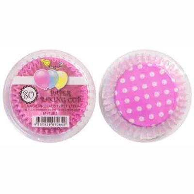 80pk Pink with Dots Baking Cups