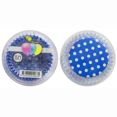 80pk Royal Blue with Dots Baking Cups