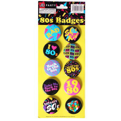 80s Party Badges
