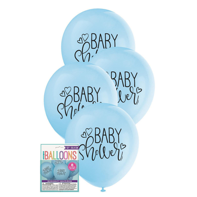 8pk Baby Shower Latex Balloons Blue 1